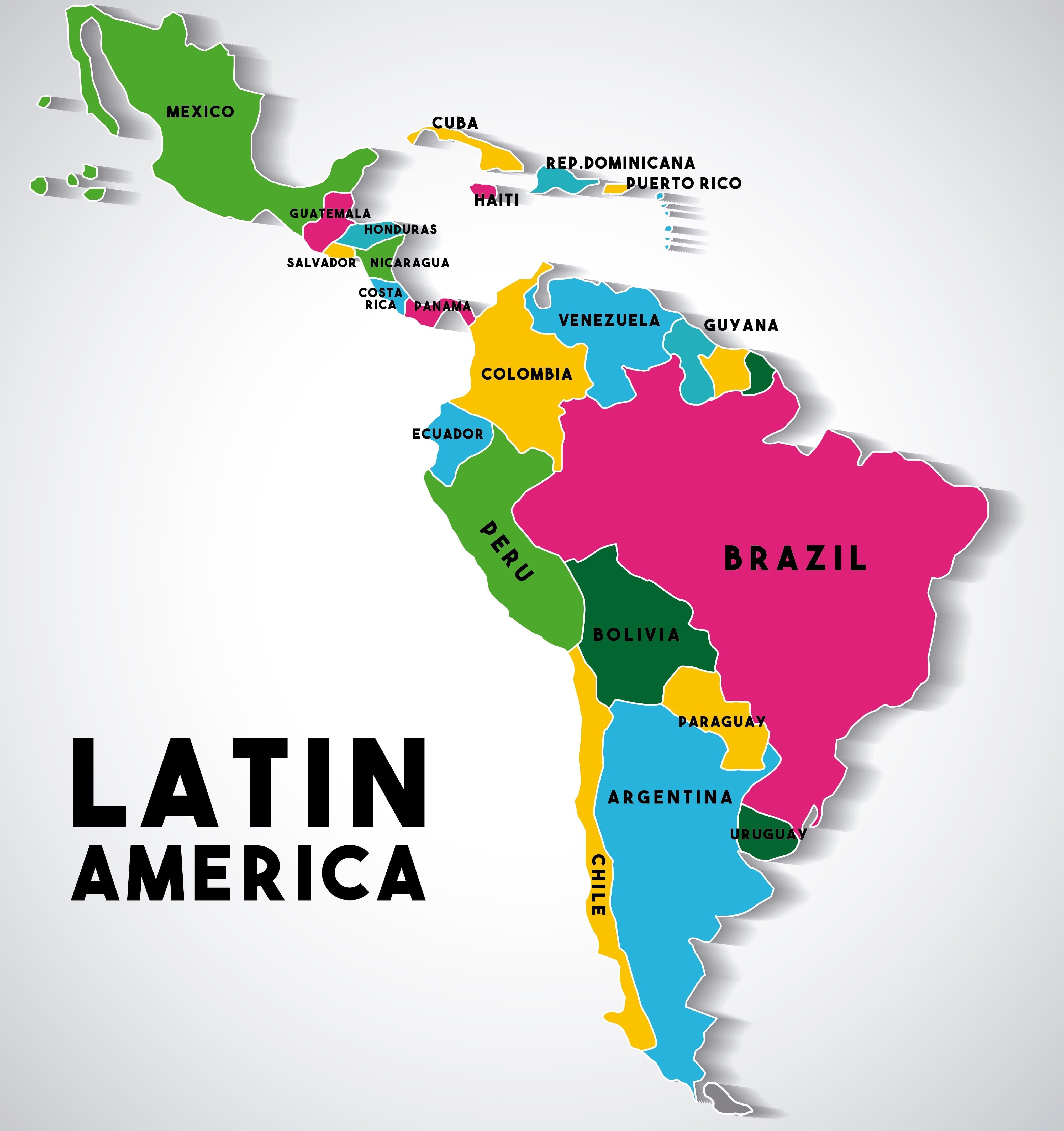 South american country. Карта стран Латинской Америки карта. Латинская Америка географическая карта. Карта Латинской Америки со странами.