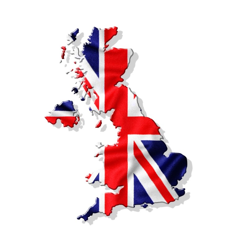 [U.K. flag in shape of the UK}